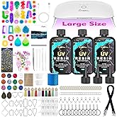 Suzzam UV Resin Jewelry Making Kit, 300g Crystal Clear UV Resin Kit with Molds, 30w & 22 Lamp Beads UV Resin Light Large for Craft Making Earrings, Necklaces, Keychains