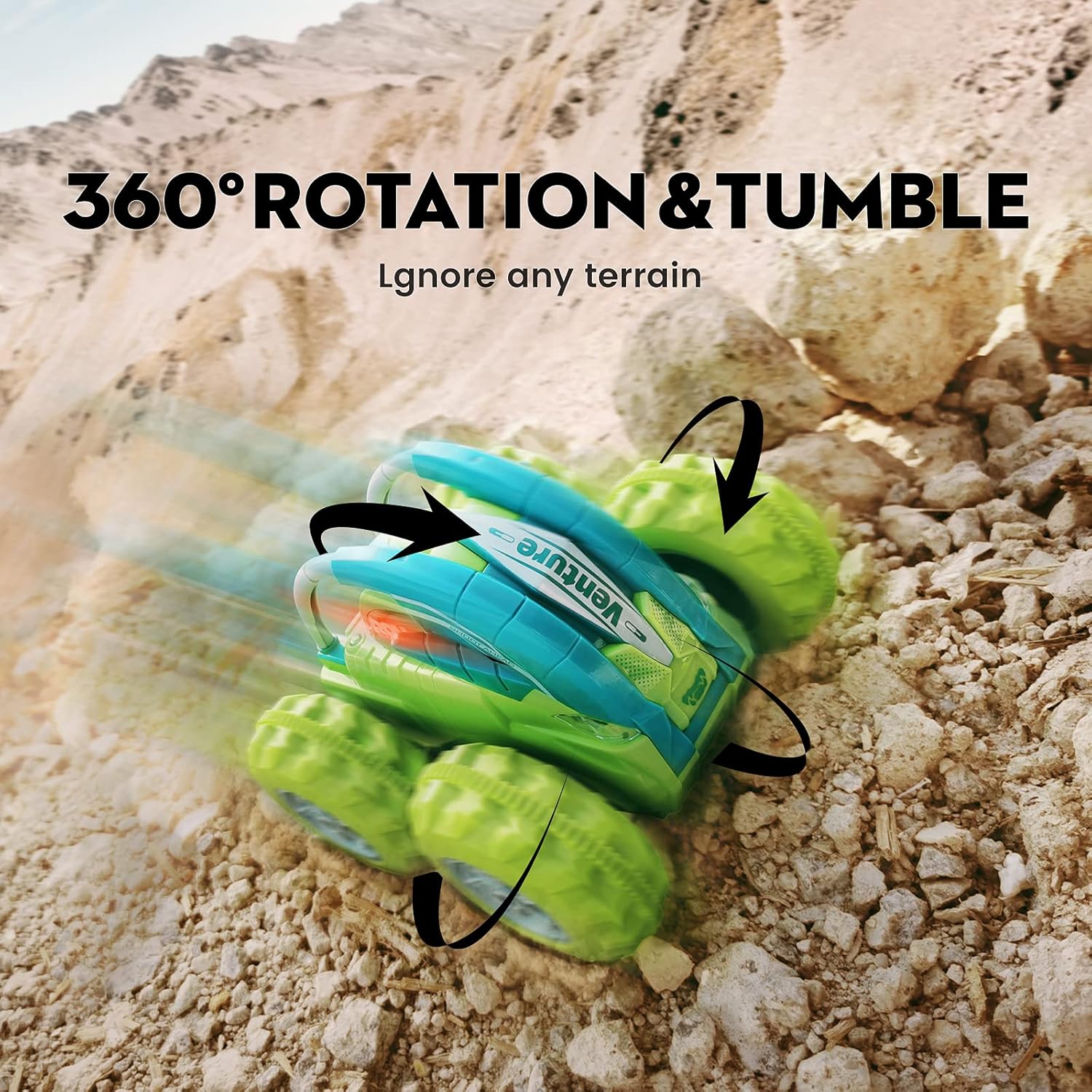 INVINZER Remote Control Car RC Stunt Car Hobby RC Cars 360°Flip Roll Back RC Toys Car with Colorful Lights for Kids Aged 4-12 Years Old RC Race Car for Boys Girls Green: Toys & Games