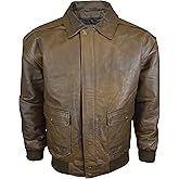 Victory Outfitters Men's Distressed Brown Leather Classic Aviator Jacket