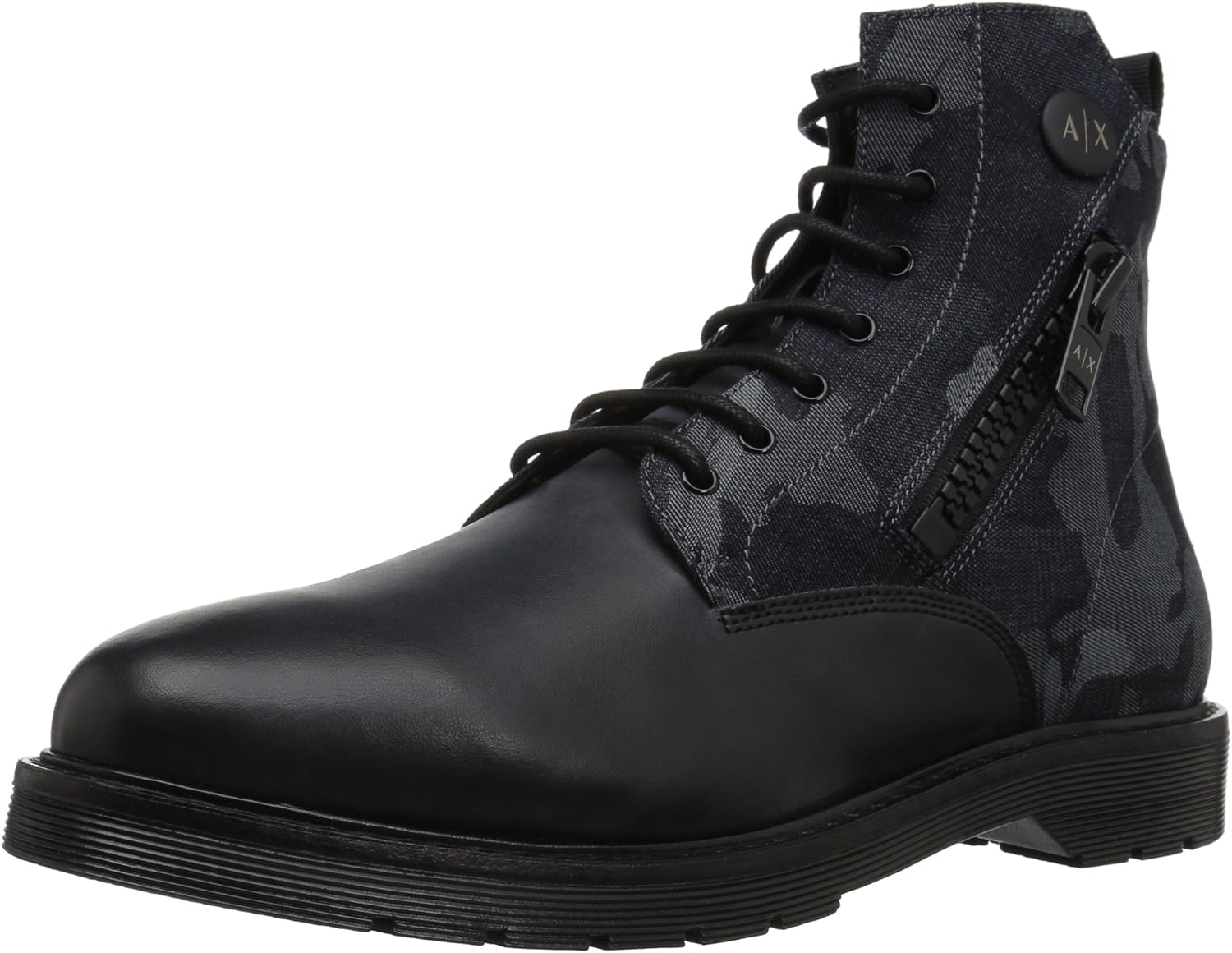 AX Armani Exchange Men's Lace Up Military Boot with Side Zip Boot