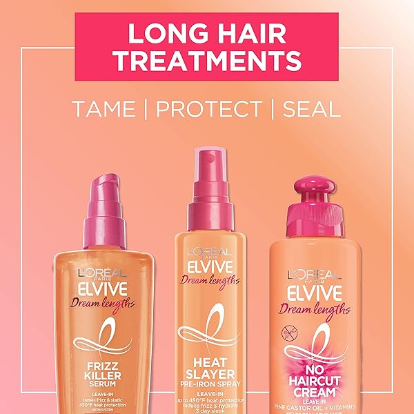 L’OREAL PARIS ELVIVE DREAM LENGTHS HEAT SLAYER PRE-IRON SPRAY LEAVE-IN, 4.4 OUNCE