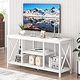 EXCEFUR Modern White TV Stand with Storage Shelves, Entertainment Center for TV up to 55 inch, Media TV Console Table and TV Cabinet for Living Room Bedroom, 47 Inch