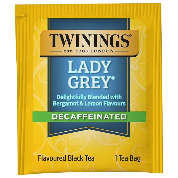 TWININGS DECAFFEINATED LADY GREY BLACK TEA INDIVIDUALLY WRAPPED BAGS, 20 CT