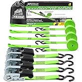 XSTRAP STANDARD Ratchet Tie Down Straps 4Pk 15Ft 1500Lb Break Strength, Cargo Straps for Moving Appliances, Lawn Equipment, Motorcycle, Includes 4 Soft Loops