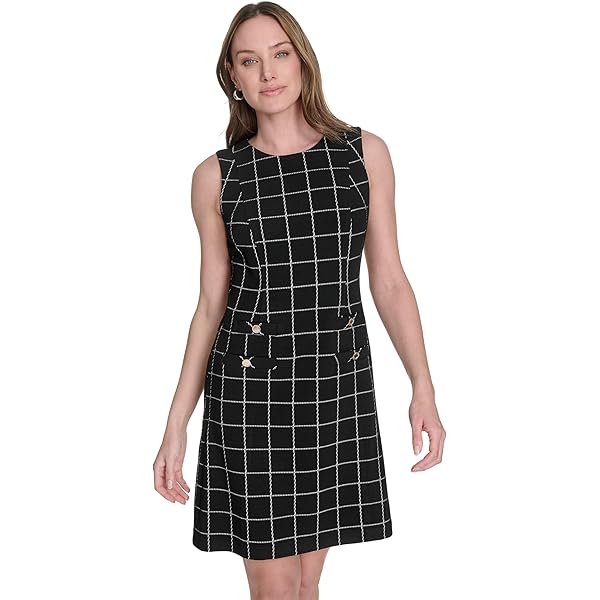 Calvin Klein Polka Dot Fit and Flair Scuba Crepe Dress Black/White 16 at  Amazon Women's Clothing store