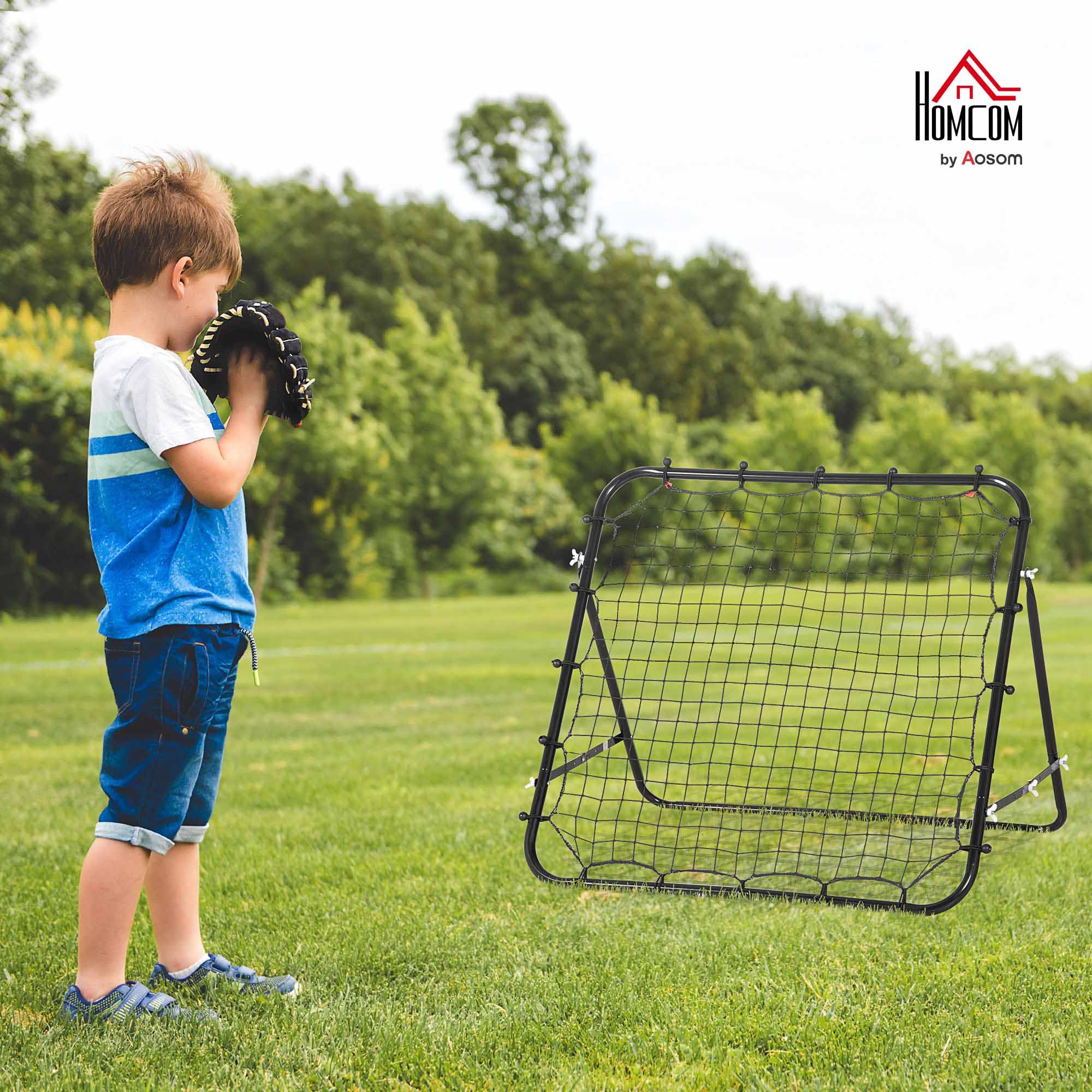HOMCOM Rebounder für Fußball, 84 x 84 cm Fussball Rebounder mit stufenlos verstellbarem Winkel, Kickback Rückprallwand Fußballtor für Jugendliche Schuss-, Pass- und Ballannahmetraining Schwarz 2
