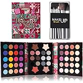 VIOLA HOUSE 56-shade Eyeshadow Palette Makeup Set with 7 Eyeshadow Brush,Makeup Platte kit with Matte,Glitter,and Iridescent Eyeshadows,Multicolored Makeup Set with Brushes, Christmas Makeup for Women