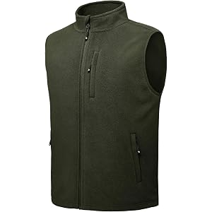 TBMPOY Men's Polar Fleece Vest Full-Zip Lightweight Warm Outerwear | Stand Collar, Zip Up, 5 Pockets, Sleeveless Jacket, Outd