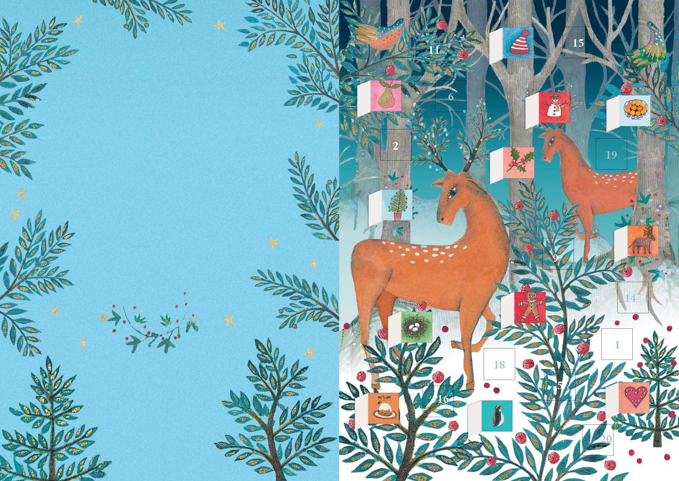 Roger la Borde Deer Advent Calendar Card 170 x 120 mm Gold foil.