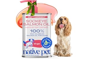 Native Pet Salmon Oil for Dogs & Cats – Pure Omega-3 Fish Oil for Dogs Supplement for Skin & Coat, Joint & Heart Health - Dog Anti-Inflammatory – 100% Wild-Caught Alaskan Sockeye Salmon – 8 oz