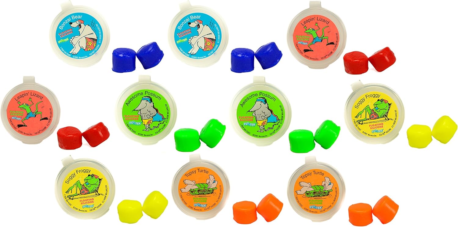 Putty Buddies Floating Earplugs 10-Pair Pack - Soft Silicone Ear Plugs for Swimming & Bathing - Invented by Physician - Keep Water Out - Premium Swimming Earplugs - Doctor Recommended (Assorted) : Sports & Outdoors