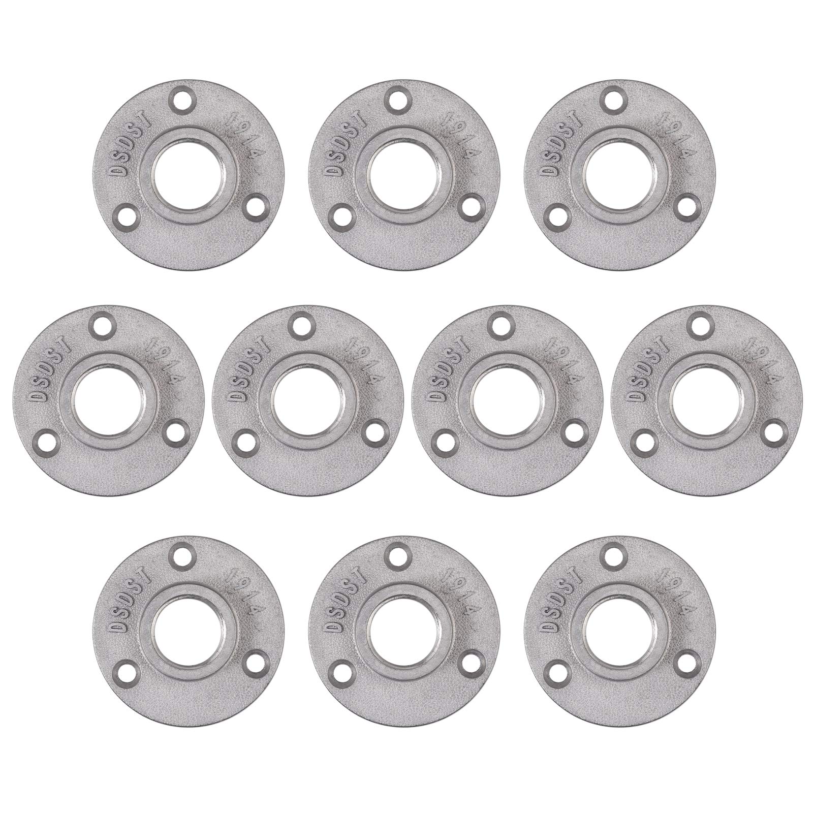 eSynic 3/4 Inch 10 Pcs Malleable Aluminum Alloy Pipe Fittings Wall Floor Flange Rusty Industrial for Industrial Pipe, Furniture and DIY Decor — image 1
