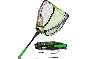 Black Paw Floating Fishing Net Foldable Telescopic Fish Landing Net with Built in Length Scale Rubber Coated for Kayak, Fly, Trout