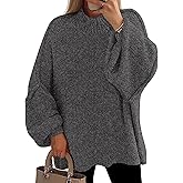 PRETTYGARDEN Women's 2026 Fall Oversized Sweaters Chunky Knit Mock Neck Long Sleeve Casual Trendy Pullover Winter Clothes