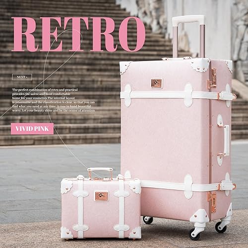 urecity Vintage Suitcase Set for Women, Vintage Luggage Sets for