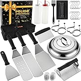 POLIGO 28PCS Griddle Accessories Kit, Flat Top Grill Accessories Set for Camp Chef, Grill Spatula Set with Enlarged Spatulas, Basting Cover, Scraper for Cooking Indoor or Outdoor Barbecue