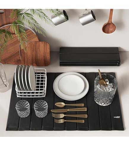 SILIDRY Large Stone Dish Drying Mat - 24"x16" Foldable Diatomaceous Earth Mat, Super Absorbent For Kitchen Counter