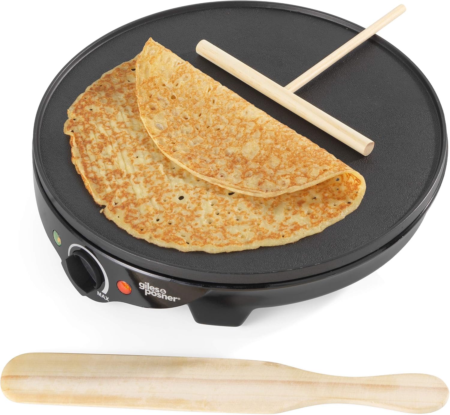 Giles & Posner Electric Pancake Maker, Traditional French Crepes & Galettes, Large 30cm/12" Non-Stick Hot Plate