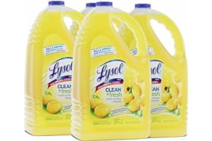 Lysol Multi-Surface Cleaner, Sanitizing and Disinfecting Pour, to Clean and Deodorize, Sparkling Lemon and Sunflower Essence, 144 Fl Oz (Pack of 4)