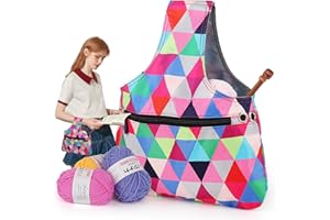 Katech Knitting Tote Bag Lightweight Travel Knitting Yarn Storage Bag Organizer Empty Portable Knit Wrist Bag for Holding Yarn, Crochet Hooks, Crochet Needles, Knitting and Crochet Supplies