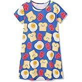 Topgal Teen/Little Girls Nightgown - Summer Short Sleeves Trendy Tie-Dye Butterfly Breakfast Nightdress Pajama Size 6-16