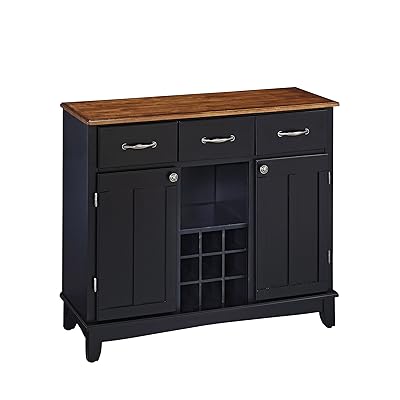 Home Styles Buffet of Buffets Black with Cottage Oak Wood Top