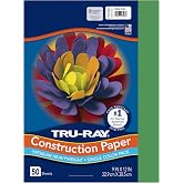 Tru-Ray Heavyweight Construction Paper, Holiday Green, 9" x 12", 50 Sheets