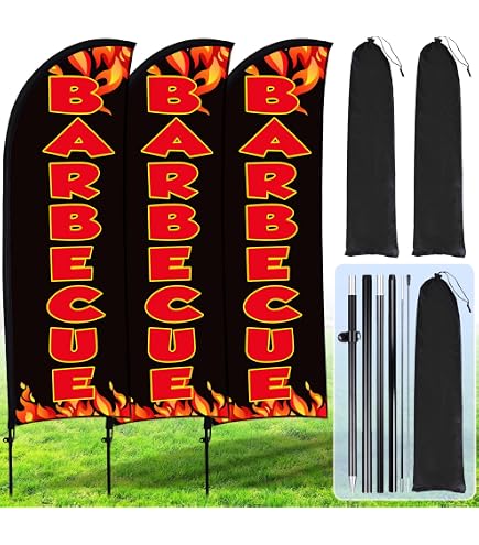 Food Advertising Feather Flutter Swooper Banner Flag Burgers BBQ Hot Dog Wings Food Advertising Feather Flutter Swooper Banner Flag Burgers BBQ Hot Dog Wings