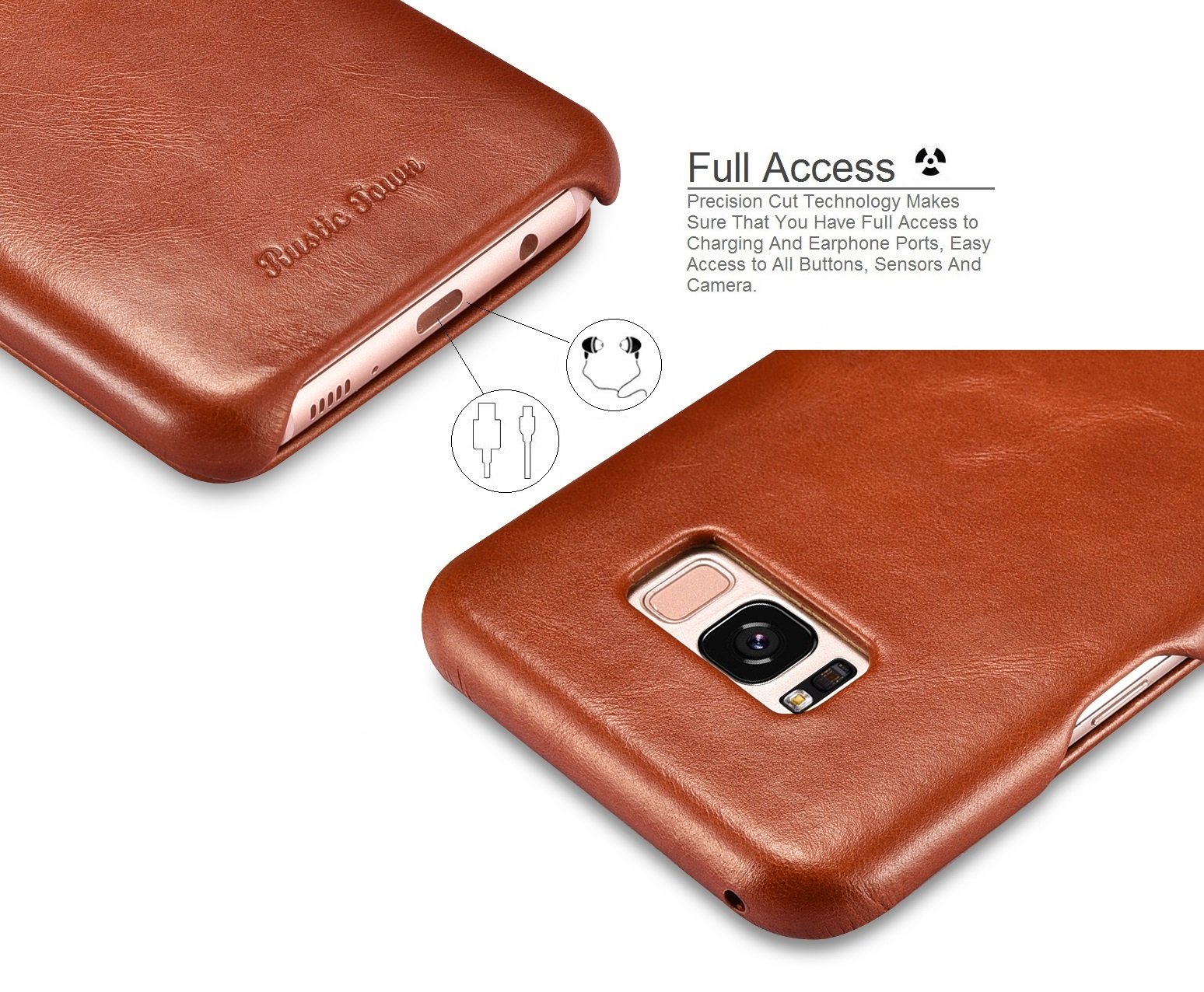 Samsung Galaxy S8 Plus Leather Case - Genuine Leather Vintage Folding Flip Case with Magnetic Closure - Protective Cover for Galaxy S8 Plus 6.2 Inch