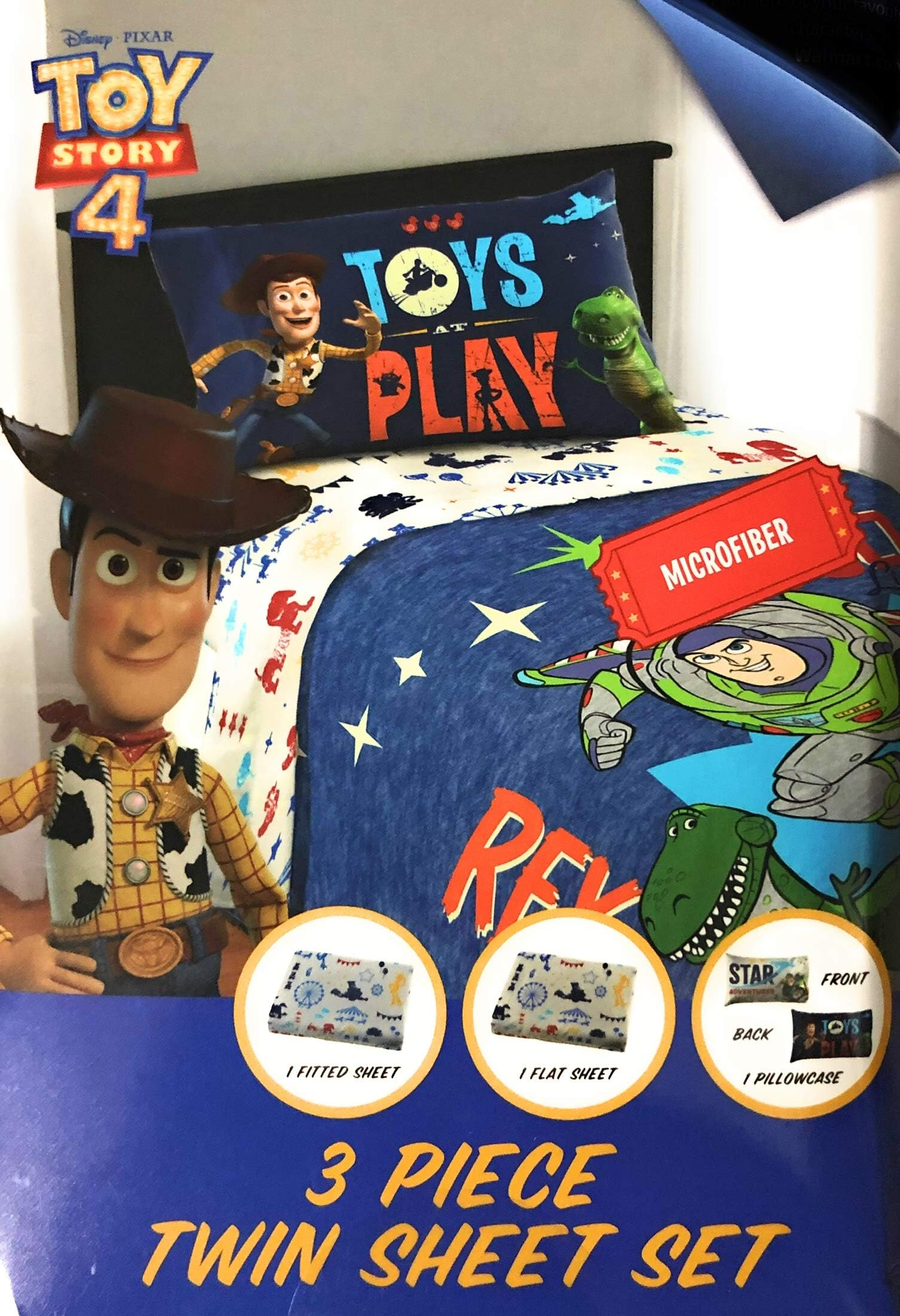 Toys Story 4 Twin Sheet Set with 3 Piece Flat and Fitted Sheets Plus Pillowcase
