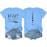 1692 They Missed One Halloween Shirts for Women Witch Graphic T-Shirts | 100% Cotton Fabric Graphic T-Shirts for Everyday Layering Road Trips Hiking Weekends and Casual Wear