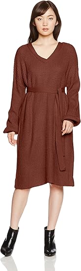 Amazon Co Jp スパイラルガール Spiralgirl オーバーニットワンピース 05 ブラウン F 服 ファッション小物