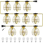 LEDIARY 100FT Construction String Lights, 10 Bulbs 100W 10500LM String Work Lights with 10 Medium Base Sockets, Linkable Jobsite Lights, Weatherproof Temporary Lighting Indoor&Outdoor