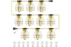 LEDIARY 100FT Construction String Lights, 10 Bulbs 100W 10500LM String Work Lights with 10 Medium Base Sockets, Linkable Jobsite Lights, Weatherproof Temporary Lighting Indoor&Outdoor
