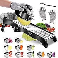 Mandoline Food Slicer- Black Adjustable Stainless Steel Vegetable Slicer,Perfect For Cheese, Zucchini, Carrots and All…