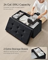 Songmics Storage Ottoman Foldable Small Bench 89 L 300 kg Ink Black LSF247B51 view 4