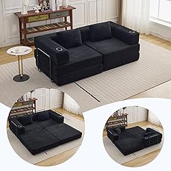 78" W Loveseat Sofa, 4 in 1 Convertible Floor Sofa