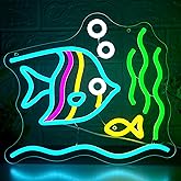 Butterfly Fish Neon Sign for Wall Decor Dimmable Tropical Fish Neon light for Man Cave Animal LED Light Up for Aquarium Ocean Park Exhibition Party Birthday Gifts Wall Art Size13.2 * 11.8In(WZCP228)