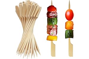 XMZY 4.7 Inch Flat Toothpicks Wood Skewers for Appetizers 200 PCS Mini Skewers for Finger Food Picks, Bamboo Sticks for Fruit (4.7 Inch)