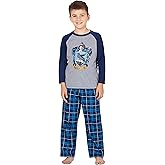 Harry Potter Pajamas Little And Big Boys' Raglan Shirt And Pants Sleepwear Set- (Gryffindor, Large, 10/12)