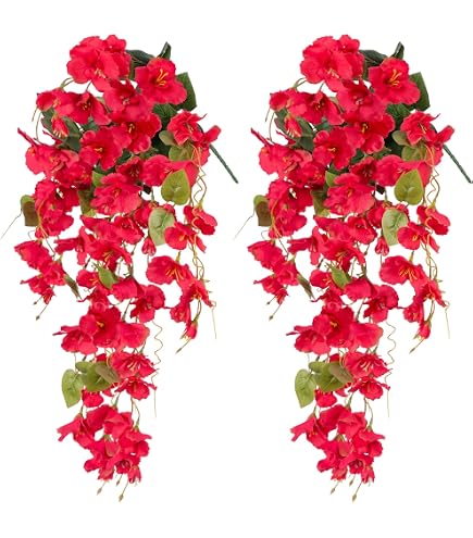 Ivydale Artificial Hanging Flower Basket - 12 Pcs Fake Morning Glory UV Resistant Plants For Outdoor Porch Patio