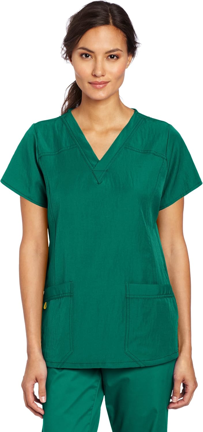 WonderWink Women's Four Stretch Sporty V-Neck Scrub Top: Clothing
