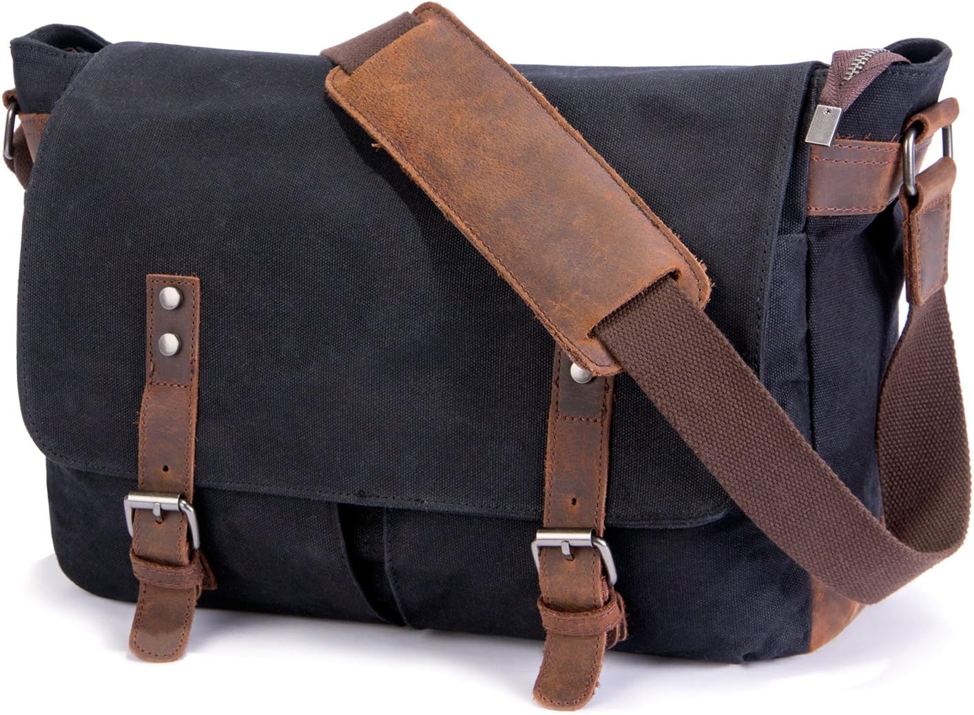 SUVOM Mens Messenger Bag,Canvas Waterproof Laptop Messenger Bag For 14 inch Laptop,Vintage Satchel Briefcase Cross Body Shoulder Bag For Daily Use,Travel,Bussiness