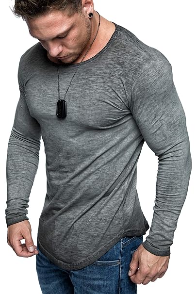 Amaci&Sons Oversize Herren Longsleeve Vintage Sweatshirt O-Neck Basic O-Ausschnitt Shirt 6097
