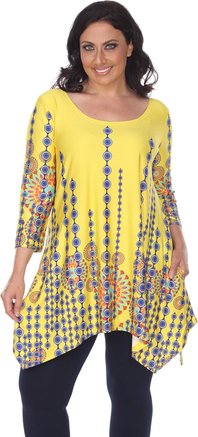 white mark Plus Size Rella Tunic Top with Side Pockets & Shark Bite Hemline