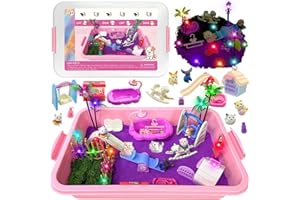PIIMNT Pet Toys Bins for Kids, Sand Kit Sets with Lights, Cat and Dog Pet Care Toys Sets, Kids Play Sand Kit, Suitable as a Presents for 3-10 Year Old for Kids
