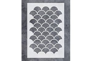 G GSS DESIGNS GSS Designs Wall Stencil - Large Fishscale Stencil (16x24 Inch) for Painting on Wall Furniture Floor Fabric Stencils - Reusable Moroccan Template for Wall Decals & Wallpaper & Wall Decor (SL-076)