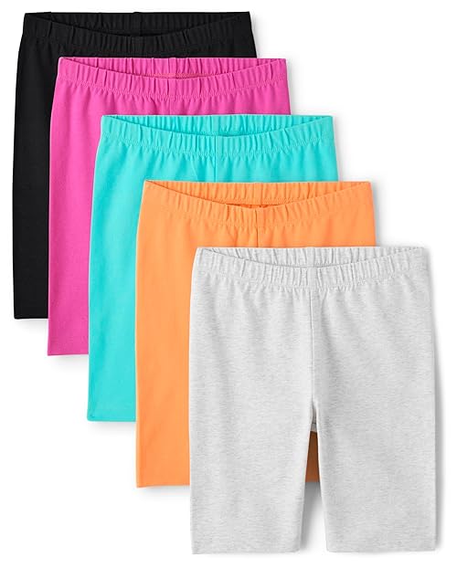 The Children's Place Girls' Bike Shorts, Neon Summer 5-Pack, X-Small