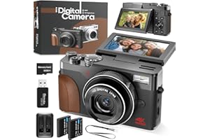 G-ANICA Digital Camera, Cameras for Photography,4K&48MP Video Camera, 16X Zoom Vlogging Camera for YouTube, Portable Compact Small Camera with 2 Batteries, Digital Point and Shoot Camera with Beauty Function