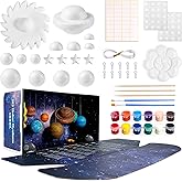 Pllieay 3D Solar System Model, Solar System Project Kit Includes Display Box, Mixed Sized Foam Balls, Color Pigments, Palette, Painting Brushes, Bamboo Sticks for Kids School Science Projects